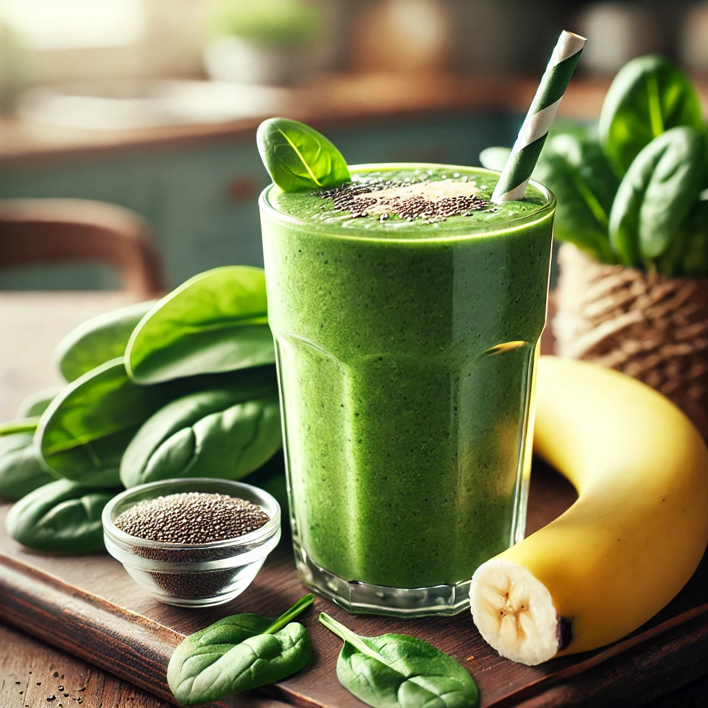 Smoothie vert (épinards, concombre, pomme, citron)