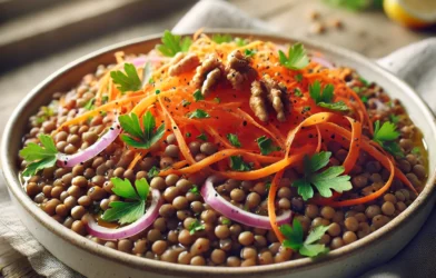 Salade de lentilles et carottes râpées