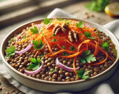 Salade de lentilles et carottes râpées