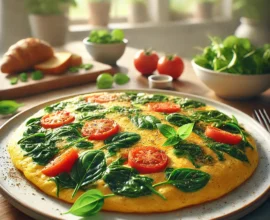 Omelette aux épinards et tomates