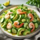 Salade de concombre, avocat et crevettes