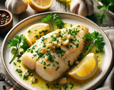 filet de poisson blanc à l'ail et citron