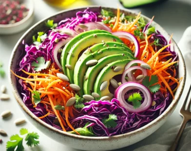 salade de chou rouge et avocat