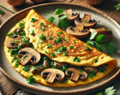 Omelette aux champignons et herbes fraîches