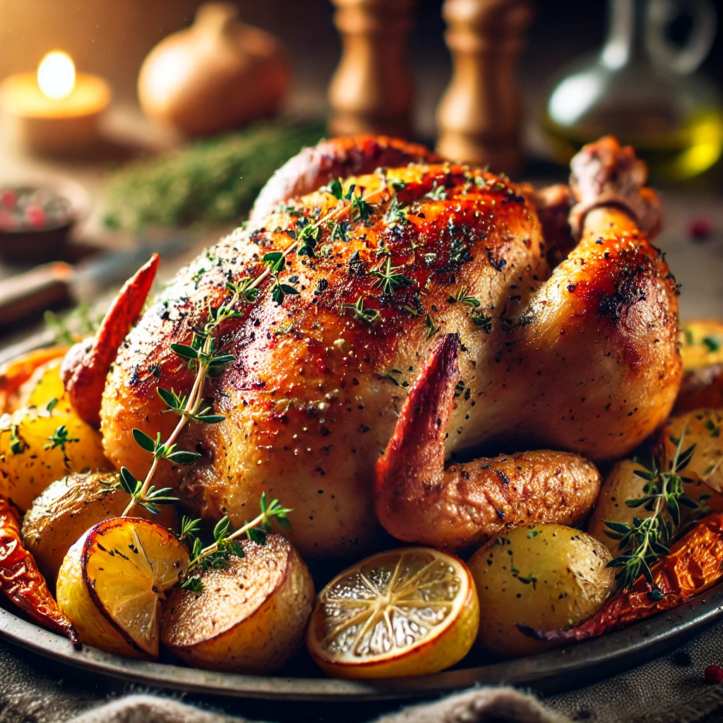 poulet rôti au citron et herbes