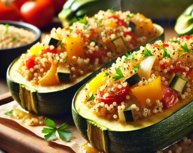 Courgettes farcies au quinoa et légumes