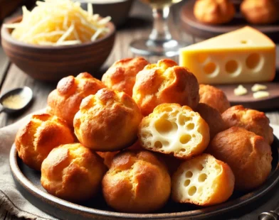 Gougères au fromage – Petites bouchées soufflées au fromage.